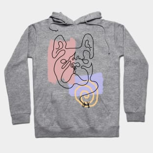 Abstract Line Art Dog Drawing on Watercolor Strokes Hoodie